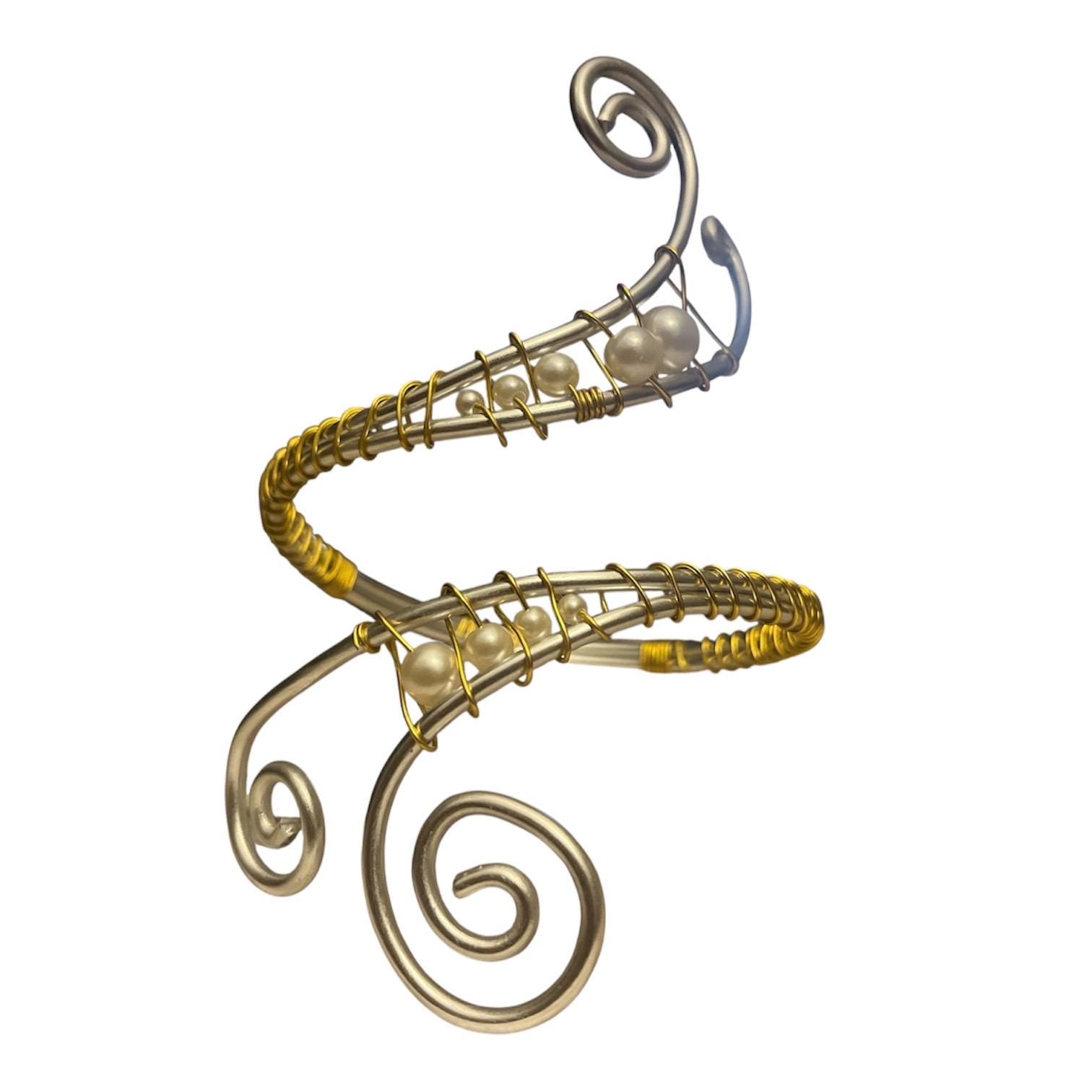 Whimsical Silver and Gold Mixed Metals Arm Cuff