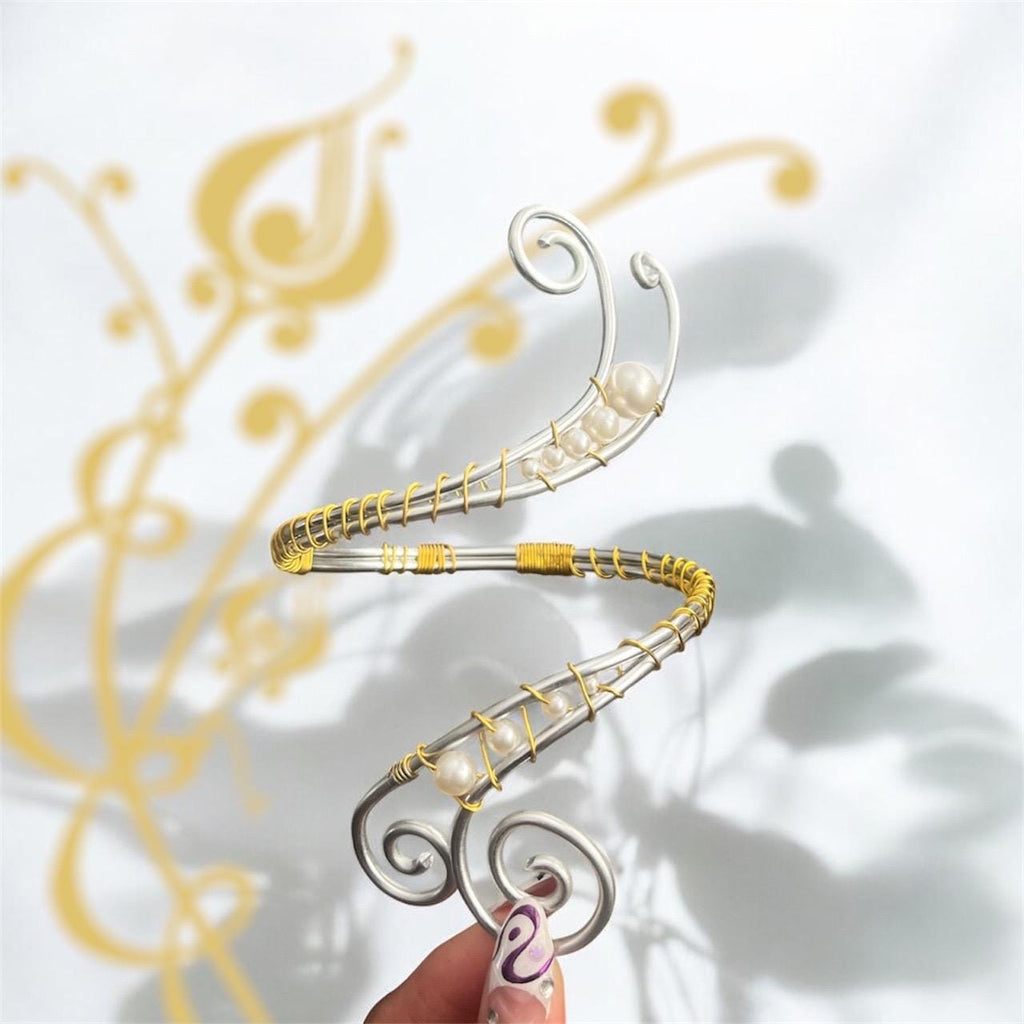 Whimsical Silver and Gold Mixed Metals Arm Cuff