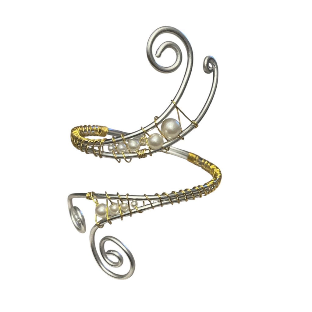 Whimsical Silver and Gold Mixed Metals Arm Cuff
