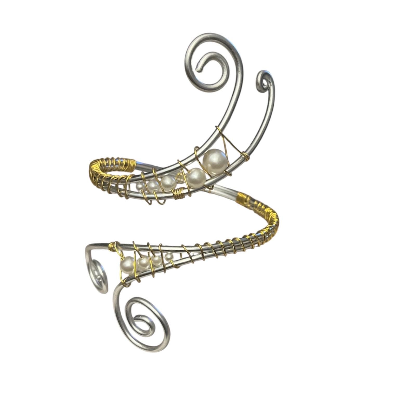 Whimsical Silver and Gold Mixed Metals Arm Cuff