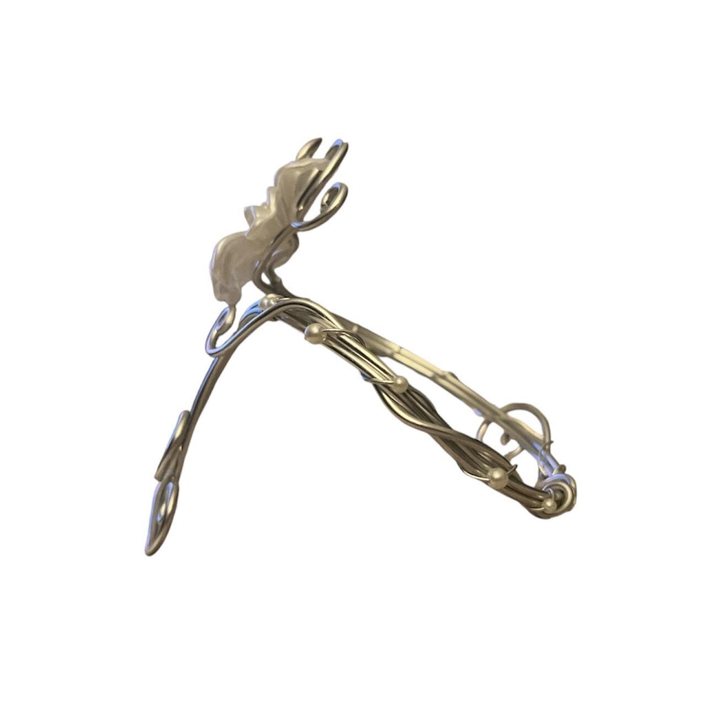 Whimsical Silver White Flower Swan Arm Cuff