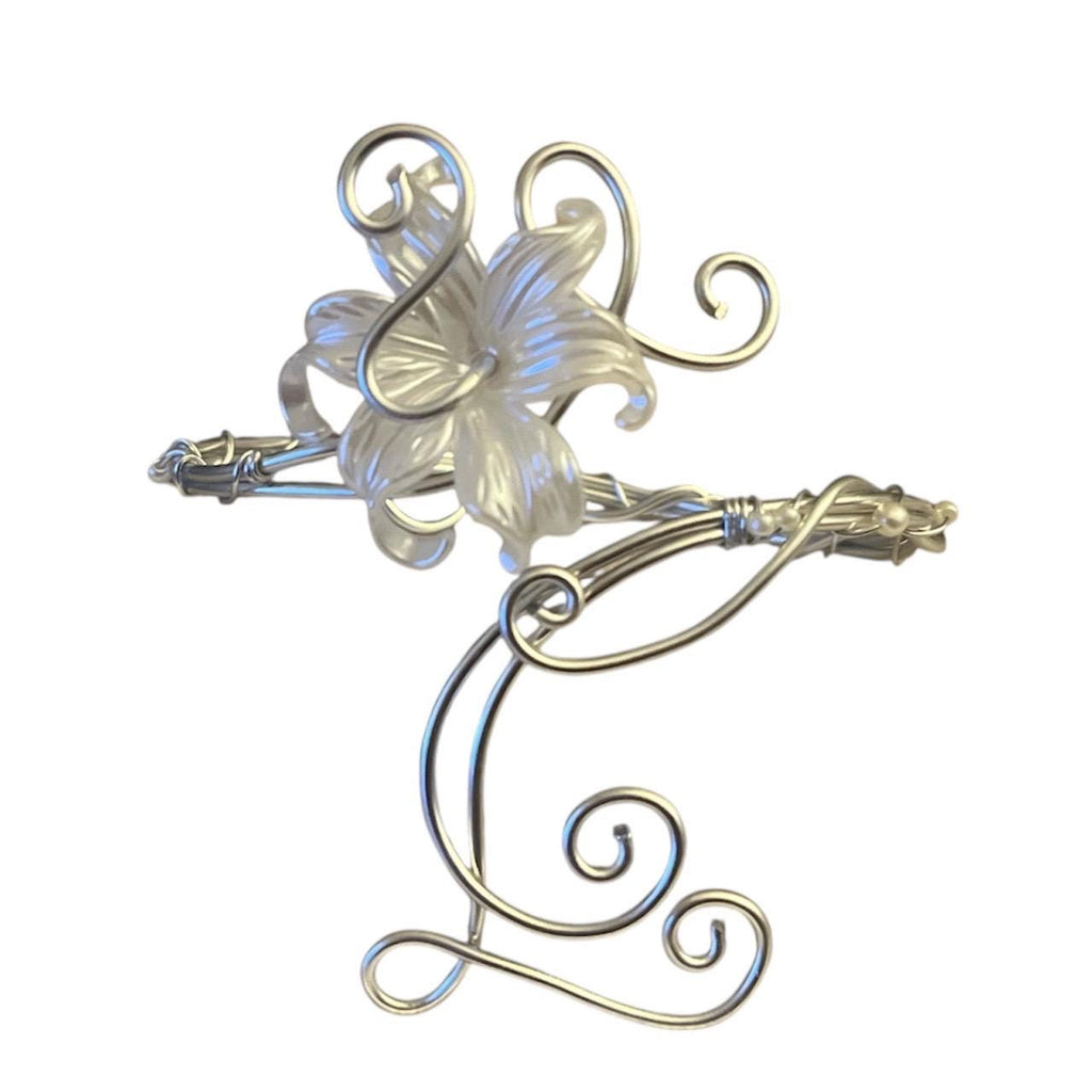 Whimsical Silver White Flower Swan Arm Cuff