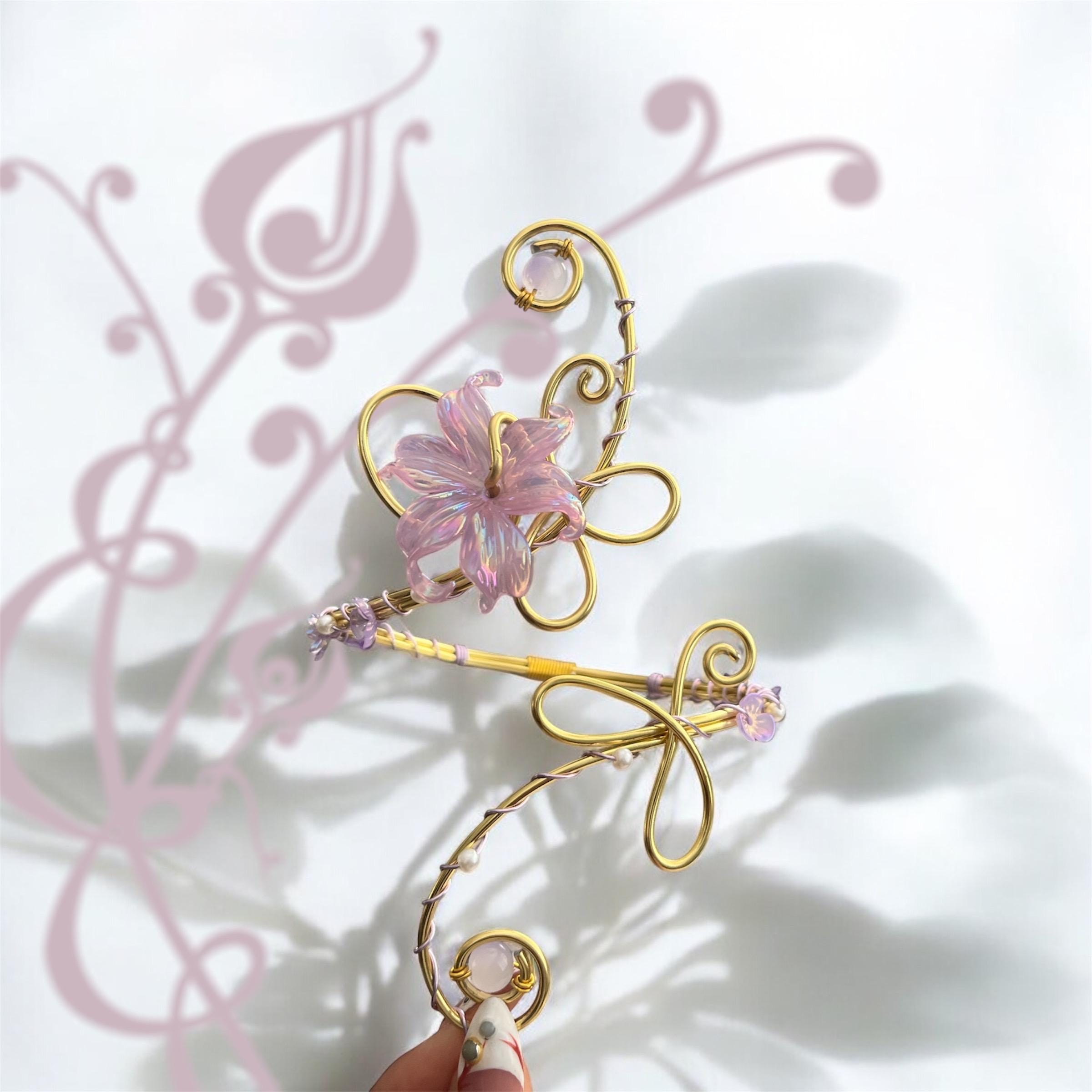 Whimsical Gold Purple Flower Arm Cuff - Tangled/Rapunzel inspired