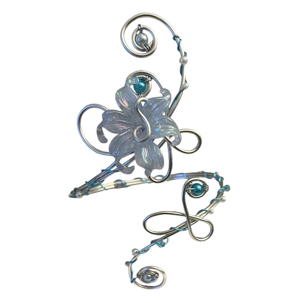 Whimsical Silver Blue Flower Arm Cuff - Silvermist Inspired