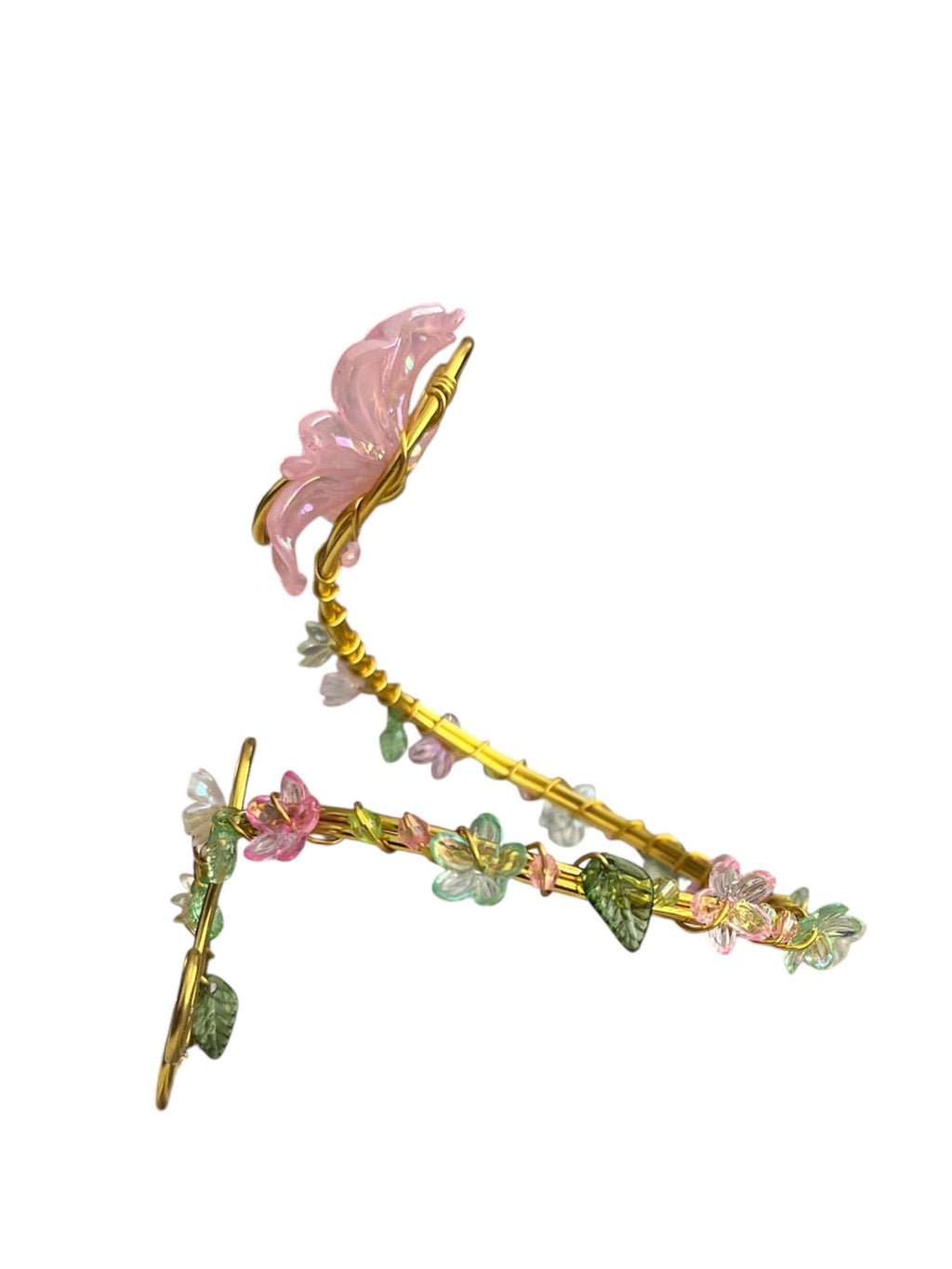 Whimsical Gold Secret Garden Flower Arm Cuff