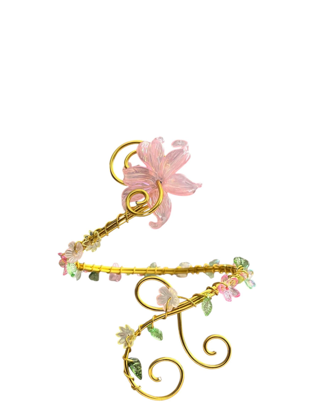 Whimsical Gold Secret Garden Flower Arm Cuff