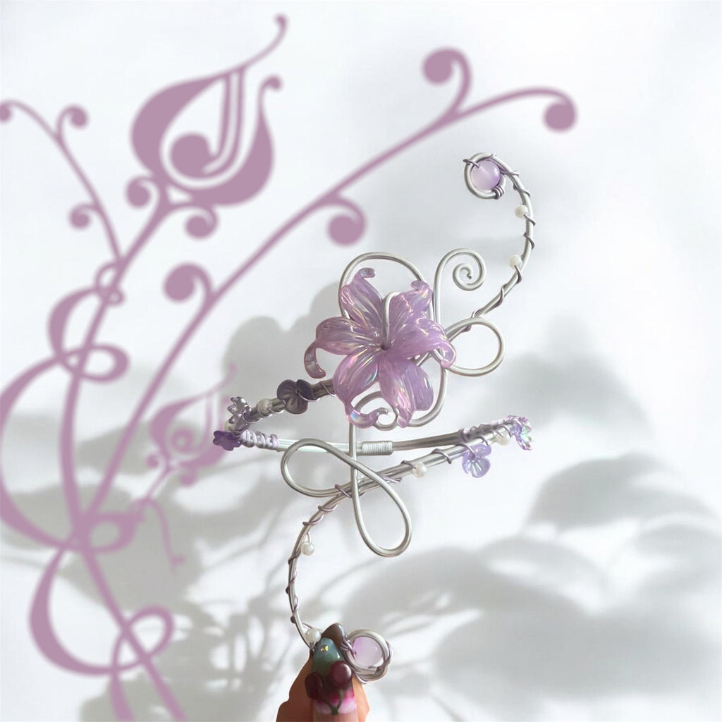 Whimsical Gold Purple Flower Arm Cuff - Tangled/Rapunzel inspired
