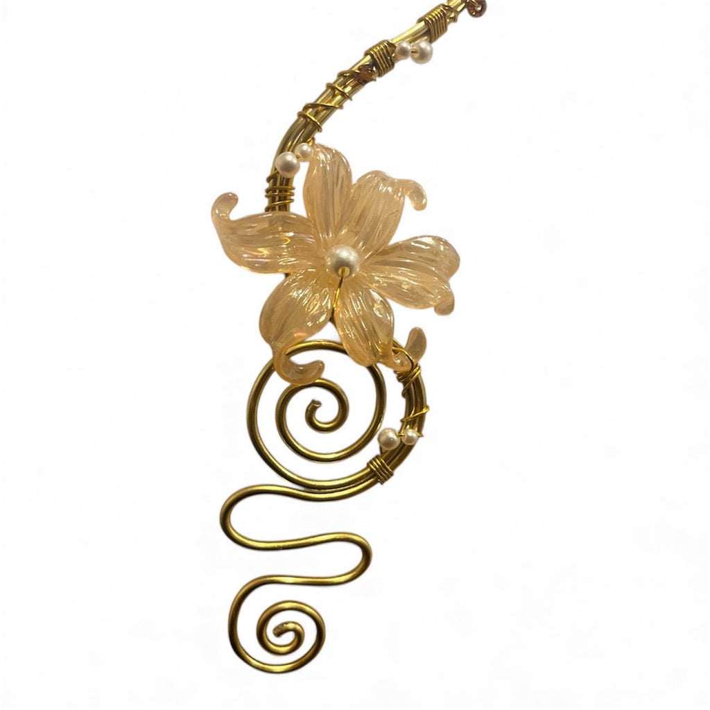Whimsical Gold Orange Flower Necklace