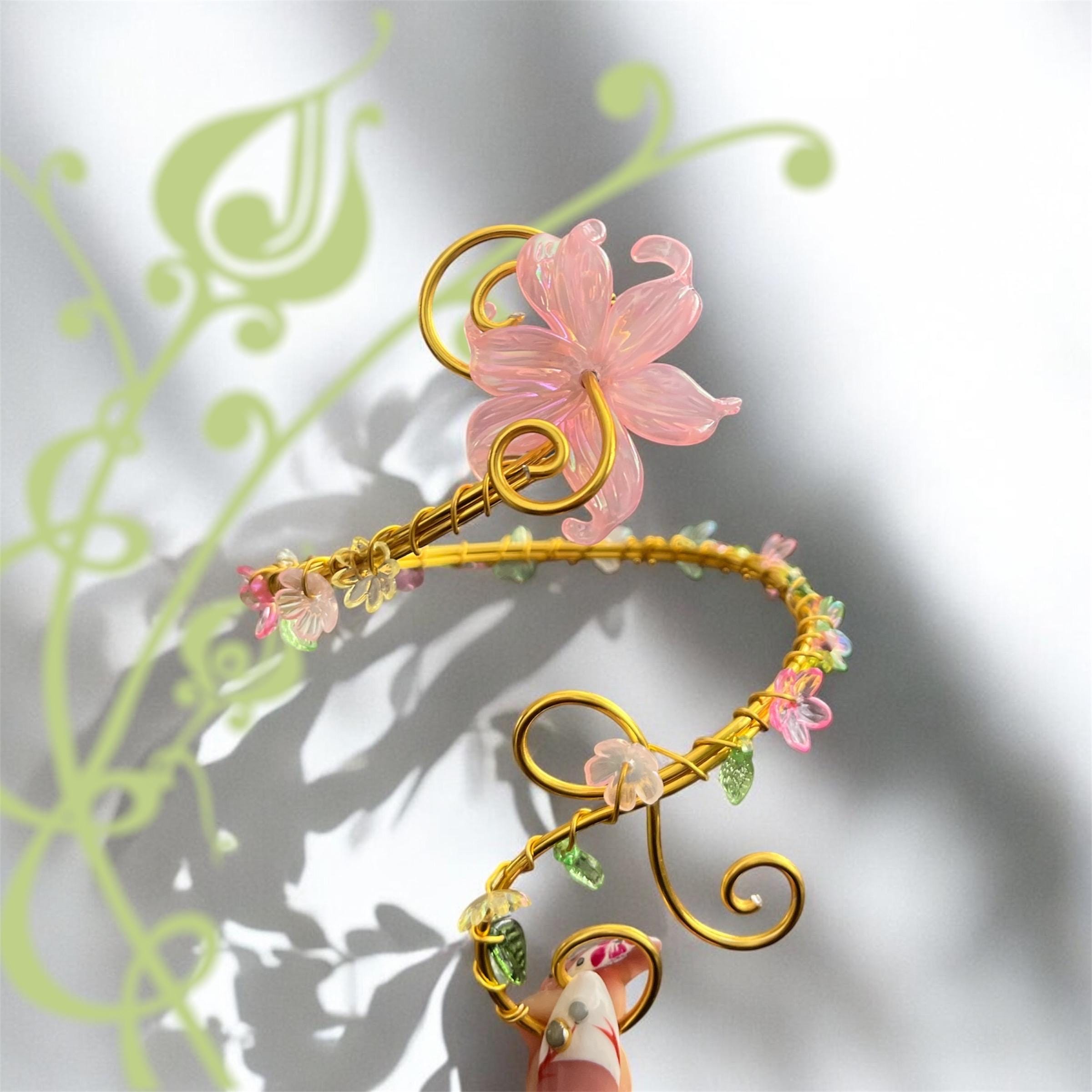 Whimsical Gold Secret Garden Flower Arm Cuff