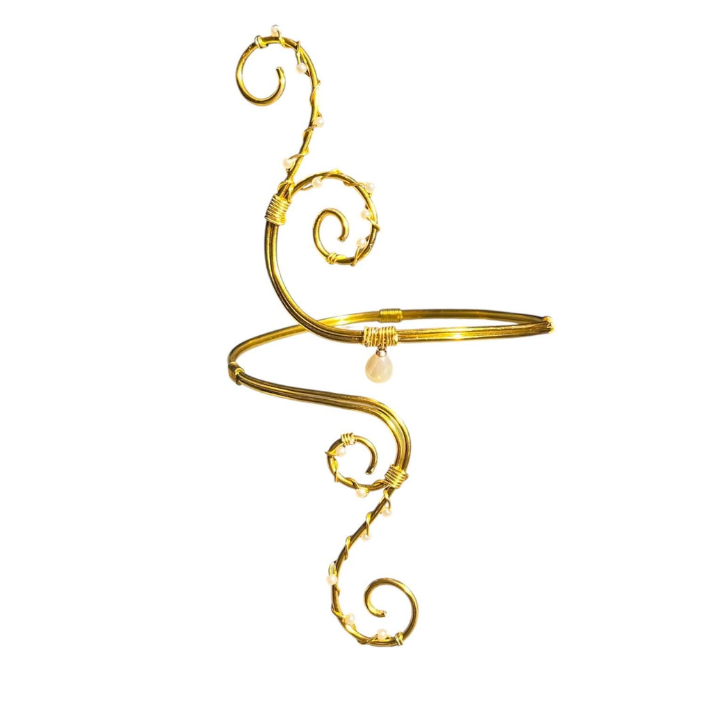 Whimsical Gold Ivory White Pearl Arm Cuff