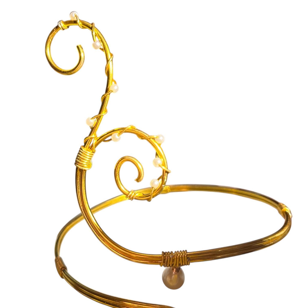 Whimsical Gold Ivory White Pearl Arm Cuff