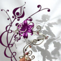 Whimsical Silver Deep Purple Flower Black Swan Arm Cuff