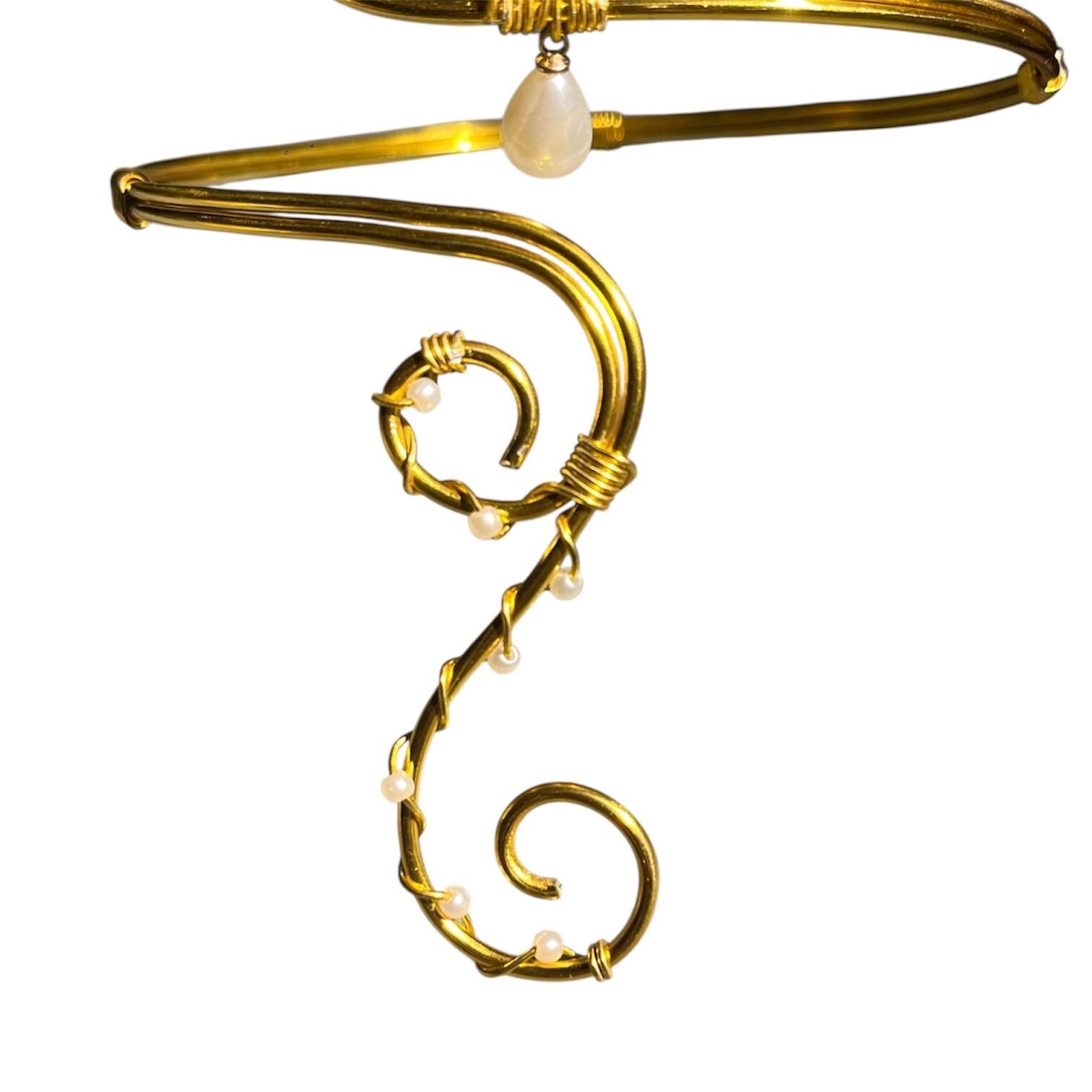 Whimsical Gold Ivory White Pearl Arm Cuff