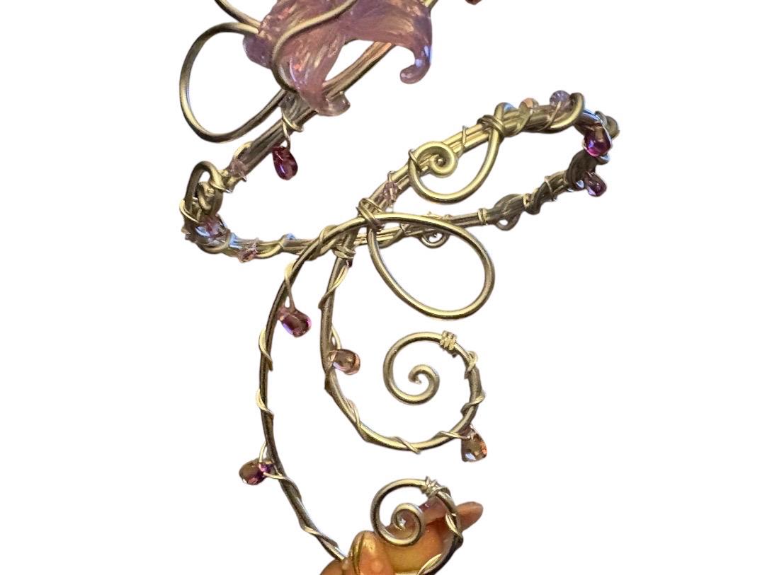 Handmade Whimsical Regal Silver Lilac Luminace  Flower Arm Cuff