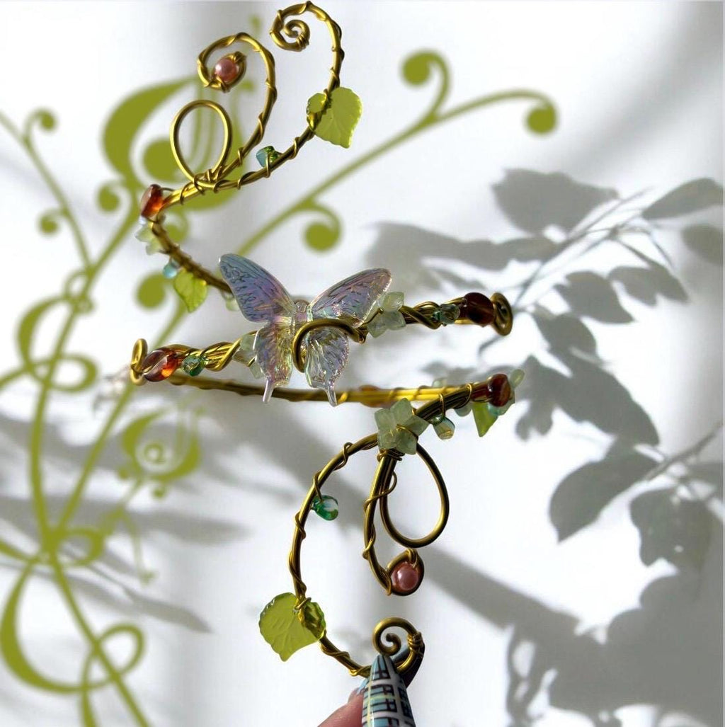 Handmade Whimsical Butterfly Vine Arm Cuff | Fairycore Gold Wire Arm Band | Y2K Boho Elf Jewelry — Talicia inspired